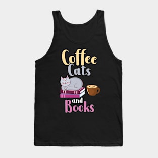 Coffee Cats Books Tank Top